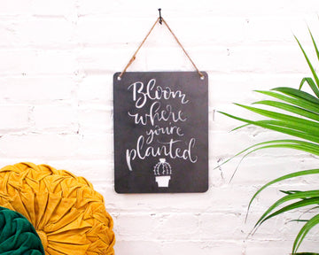 FAIRE - Iron Maid Novelty Signs Bloom Where You're Planted Handmade in the USA Metal Wall Sign *